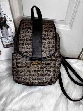 Juicy Couture Tan & Brown Backpack | Logo Print | Authentic